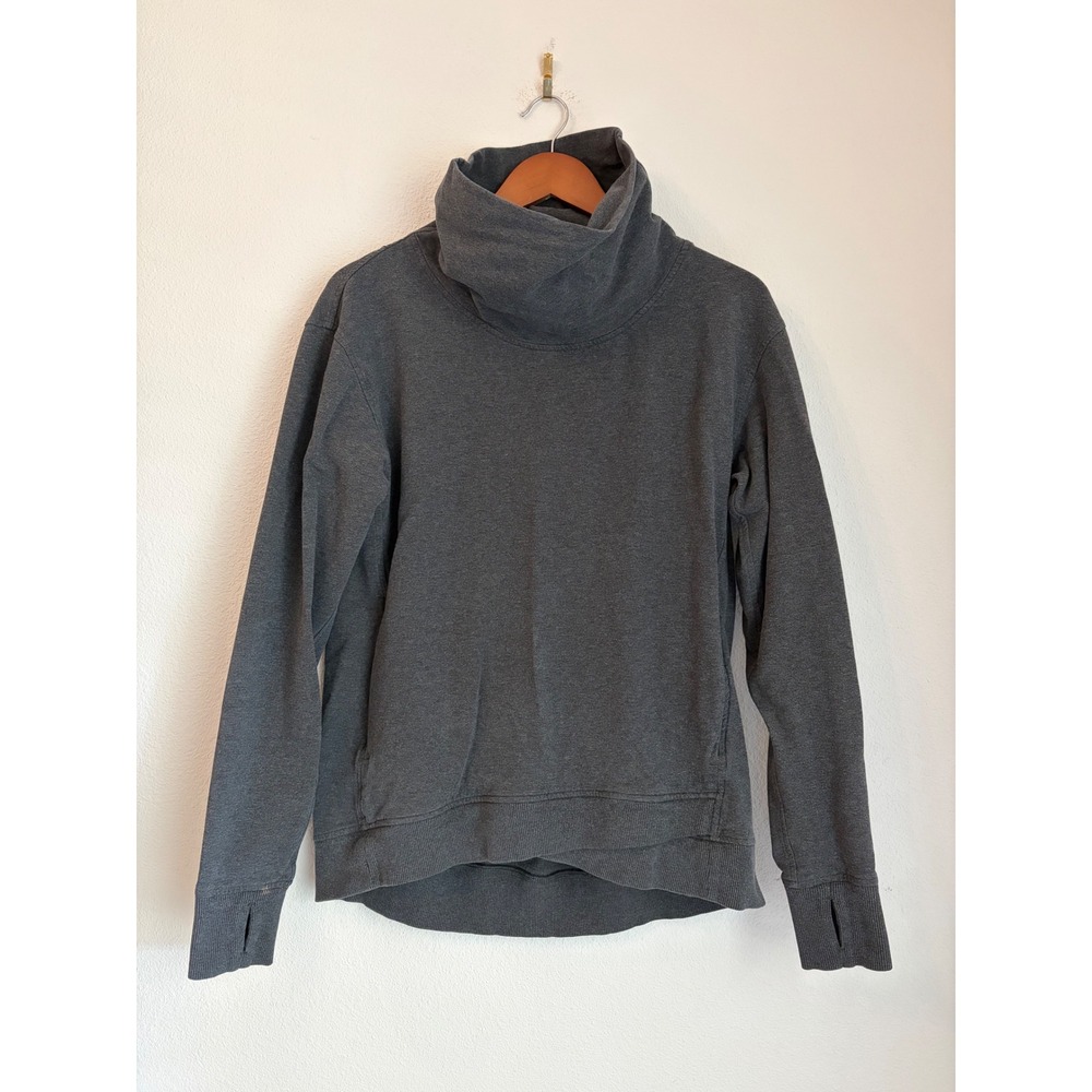 Lululemon Charcoal Gray Cowl Neck Thumbhole Sweatshirt Funnel Neck Pullover